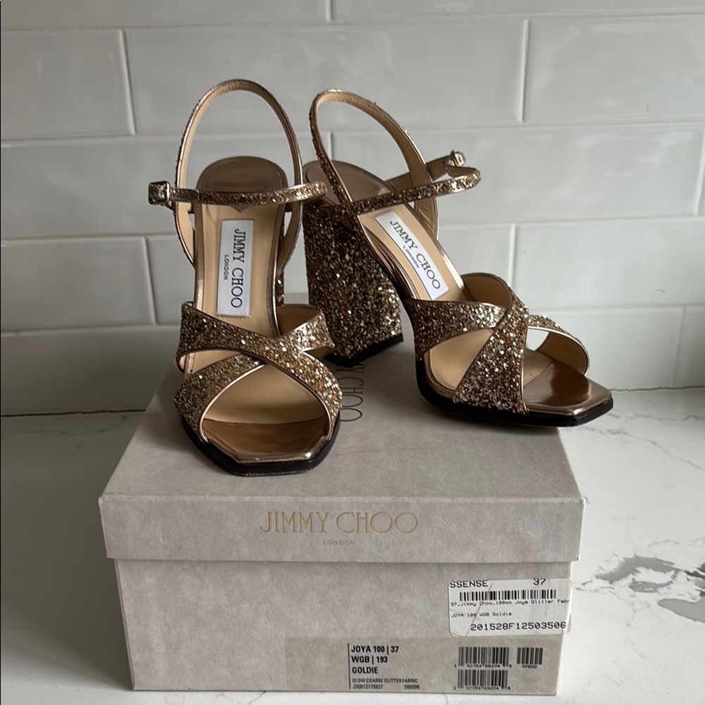 Jimmy Choo Gold Glitter Women's Sandals